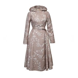 *SOLD* RainSisters Double Breasted Spring Coat in Beige with White Floral Print